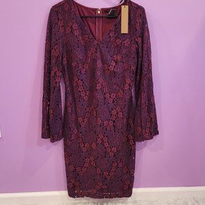 Donna Karan Purple Lace Split Butterfly Sleeve